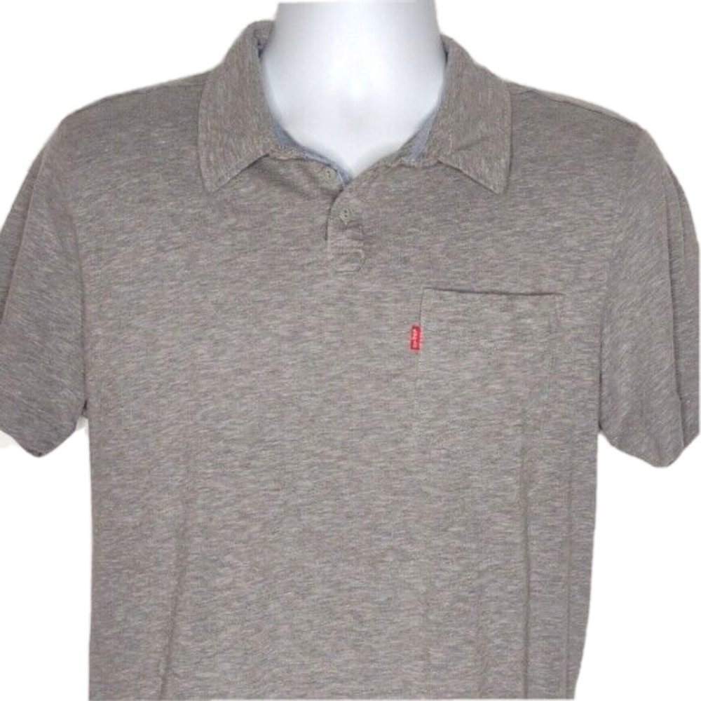 Levi's Gray Short Sleeve Red Tab Pocket Polo Cotton Blend Men X-Large XL